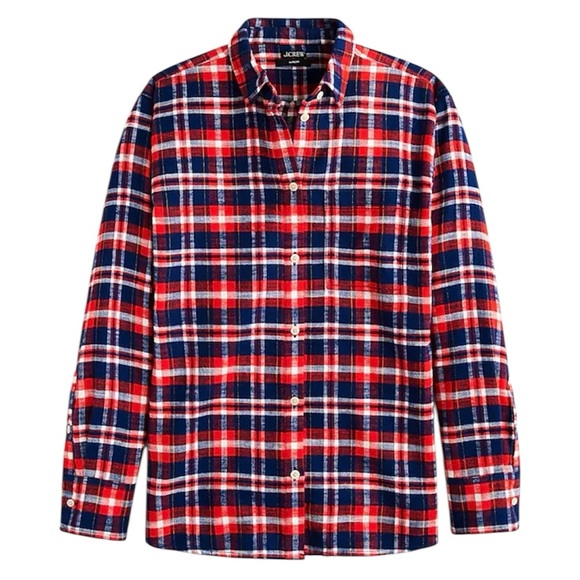 J. Crew Tops - J.Crew Garcon Flannel Plaid Shirt 100% Cotton Size 6 NWT